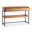 RUBY Hallway Console Table with Shelf Oak/Black 100 cm
