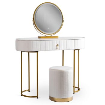 SARAH fésülködőasztal, fehér/arany