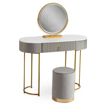 SARAH fésülködőasztal, szürke/arany