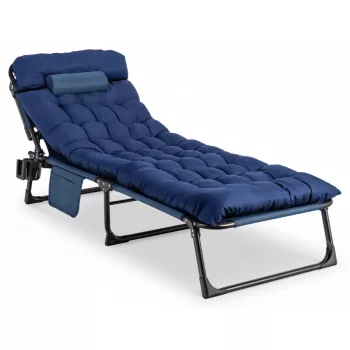 Garden sun lounger in dark blue color - Saturn