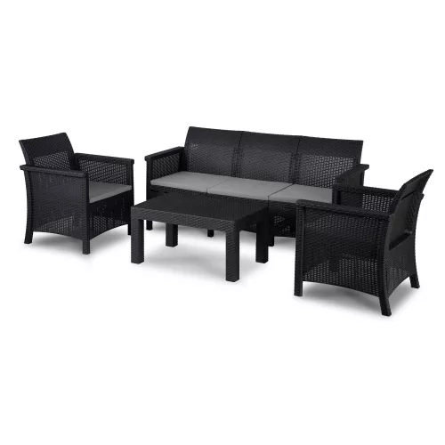 Outdoor Furniture Set Black SAVIO