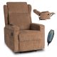 Massage Recliner Chair Brown Corduroy SEBASTIAN