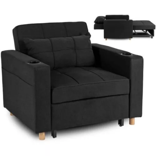 SOLOR ágyazható fotel fekete