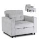 SOLOR Recliner Armchair Grey Corduroy Upholstery