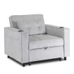 SOLOR Recliner Armchair Grey Corduroy Upholstery