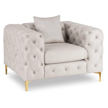   Fotel egyszemélyes kivitelben, krém színben, bársony kárpittal SORRENTO