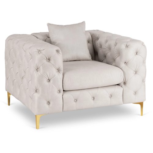 Fotel egyszemélyes kivitelben, krém színben, bársony kárpittal SORRENTO