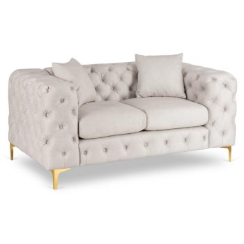   Kétszemélyes kanapé krém színben, bársony kárpittal SORRENTO 2S