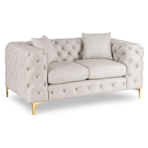 Kétszemélyes kanapé krém színben, bársony kárpittal SORRENTO 2S