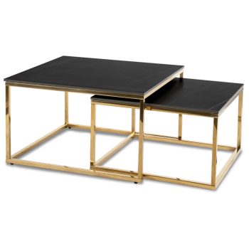   Kerámia dohányzóasztal szett fekete márvány hatású felülettel, arany kivitelben TENOR