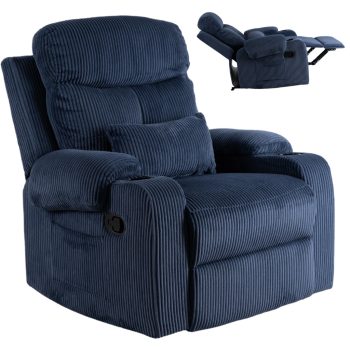 TORRES Recliner Armchair Dark Blue Corduroy