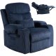 TORRES Recliner Armchair Dark Blue Corduroy