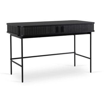   Íróasztal 120 cm méretben, bordázott fekete kivitelben TRISH