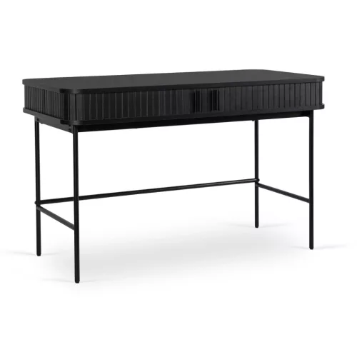 Íróasztal 120 cm méretben, bordázott fekete kivitelben TRISH