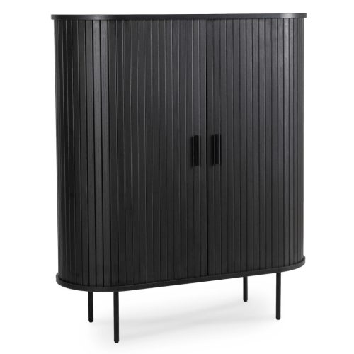 Kétajtós, tolóajtós komód 100 cm méretben, fekete színben TRISH