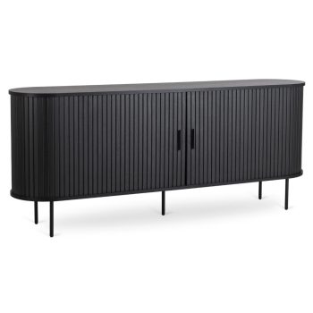   Kétajtós, tolóajtós komód 180 cm méretben, fekete színben TRISH