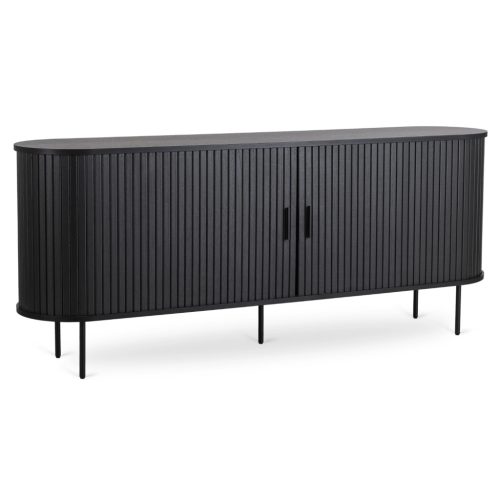 Kétajtós, tolóajtós komód 180 cm méretben, fekete színben TRISH