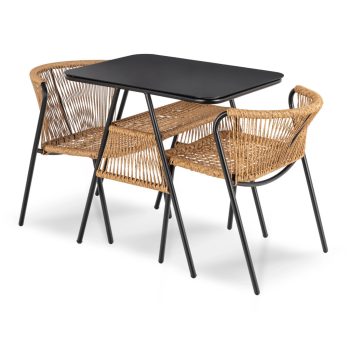 Záhradný nábytok set hnedá/čierna – TRISTE