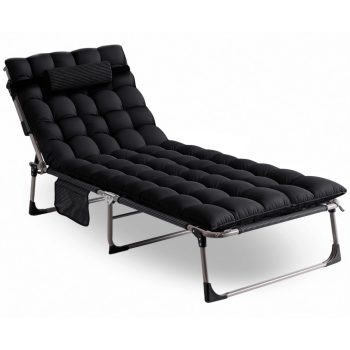 Záhradné ležadlo VENUS čierne, čalúnené
