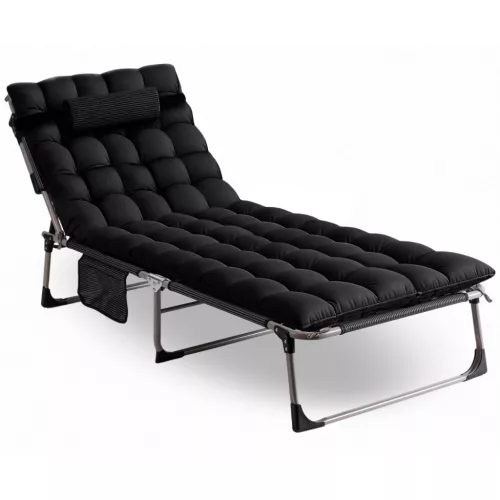 Záhradné ležadlo VENUS čierne, čalúnené