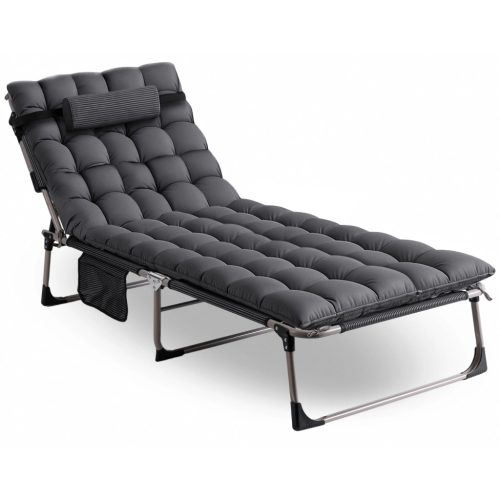 Napozóágy, kárpitozott kerti pihenőágy szürke színben. VENUS