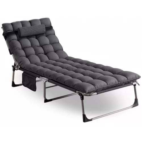Záhradné ležadlo VENUS sivé, čalúnené