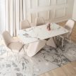 Extendable ceramic dining table 160-240 cm in white marble/cashmere finish - Verona
