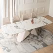 Extendable ceramic dining table 160-240 cm in white marble/cashmere finish - Verona