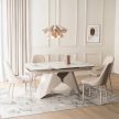 Extendable ceramic dining table 160-240 cm in white marble/cashmere finish - Verona