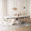 Extendable ceramic dining table 160-240 cm in white marble/cashmere finish - Verona