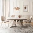 Extendable ceramic dining table 160-240 cm in white marble/cashmere finish - Verona
