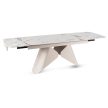 Extendable ceramic dining table 160-240 cm in white marble/cashmere finish - Verona