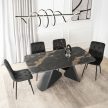 Kihúzható kerámia étkezőasztal 160–240 cm méretben, fekete márvány/fekete színben VERONA
