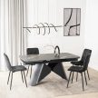 Kihúzható kerámia étkezőasztal 160–240 cm méretben, fekete márvány/fekete színben VERONA