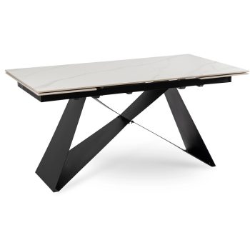   Kihúzható kerámia étkezőasztal 160–240 cm méretben, fehér márvány/fekete színben VICTOR