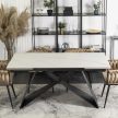 Extendable ceramic dining table 160-240 cm in white marble/black finish - Victor