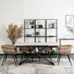 Extendable ceramic dining table 160-240 cm in white marble/black finish - Victor