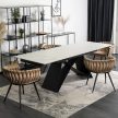 Extendable ceramic dining table 160-240 cm in white marble/black finish - Victor