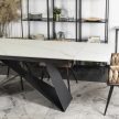 Extendable ceramic dining table 160-240 cm in white marble/black finish - Victor