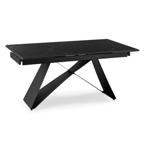 Extendable ceramic dining table 160-240 cm in black marble/black finish - Victor