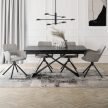 Extendable ceramic dining table 160-240 cm in black marble/black finish - Victor