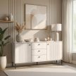 2-door chest of drawers with drawers 154 cm in cashmere color with fluted front - Soft