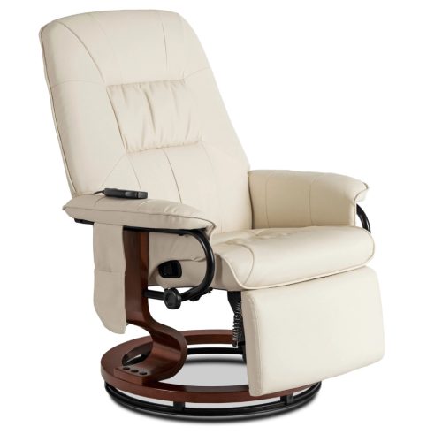 WEST Swivel Massage Chair with Heating Beige Faux Leather
