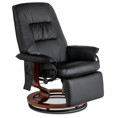 WEST Swivel Massage Chair with Heating Black Faux Leather