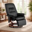 WEST Swivel Massage Chair with Heating Black Faux Leather