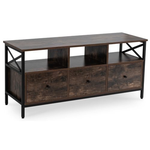 TV-szekrény 120 cm méretben, fiókos kivitelben, rusztikus tölgy színben ZONE