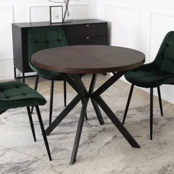 LUGO bővíthető étkezőasztal, 90-190 cm, dió/fekete
