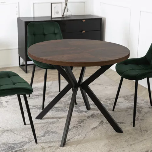 LUGO bővíthető étkezőasztal, 90-190 cm, rusztikus tölgy/fekete