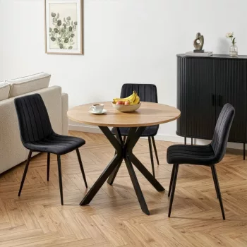 LAUREN étkezőasztal, 90 cm, arany tölgy/fekete