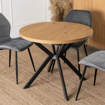   LUGO bővíthető étkezőasztal, 90-190 cm, arany tölgy/fekete